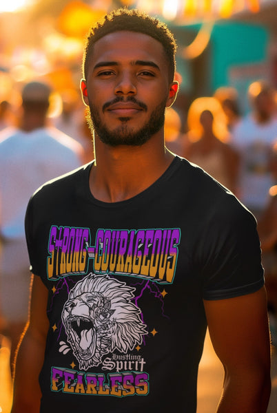 Fearless Lion (Remix) Strong Courageous Vintage Graphic Unisex T-Shirt