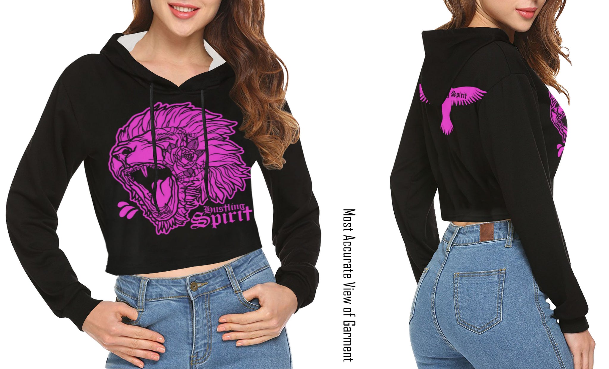 Fearless Lion Hot Pink Crop Top Hoodie